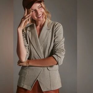 Anthropologie Maeve Sz XXS Collegiate Plaid Knit Blazer